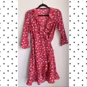 Floral Wrap Dress with Ruffles